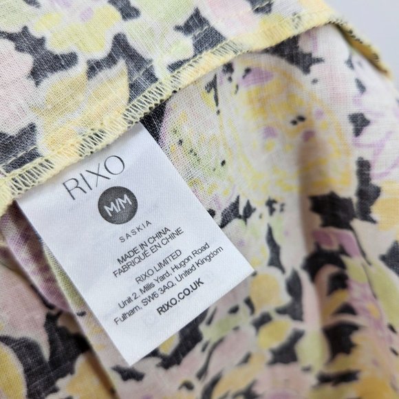 Rixo Dress Mutlticolour Saskia Floral Print Square Neck Smocked Midi Size M - Picture 7 of 9